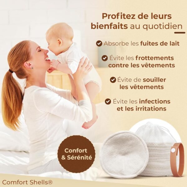 14 coussinets allaitement lavables + sac de lavage + bracelet – Image 5