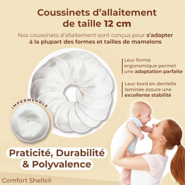 14 coussinets allaitement lavables + sac de lavage + bracelet – Image 3
